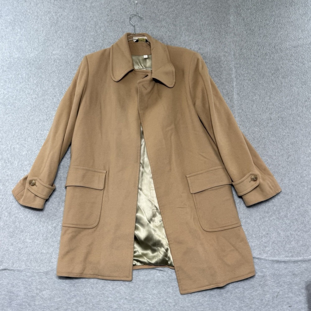 Vintage Brooks‎ Brothers Trench Coat Women Small S Poplin Wool Khaki USA Made